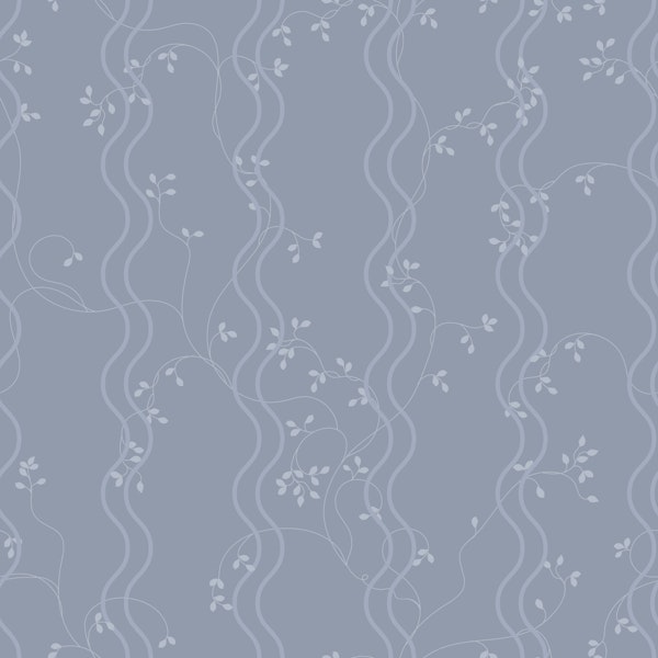 Scandi Botanical Wave Stripes - Dove Blue