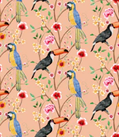 Tropical chinoiserie garden - peach tapet