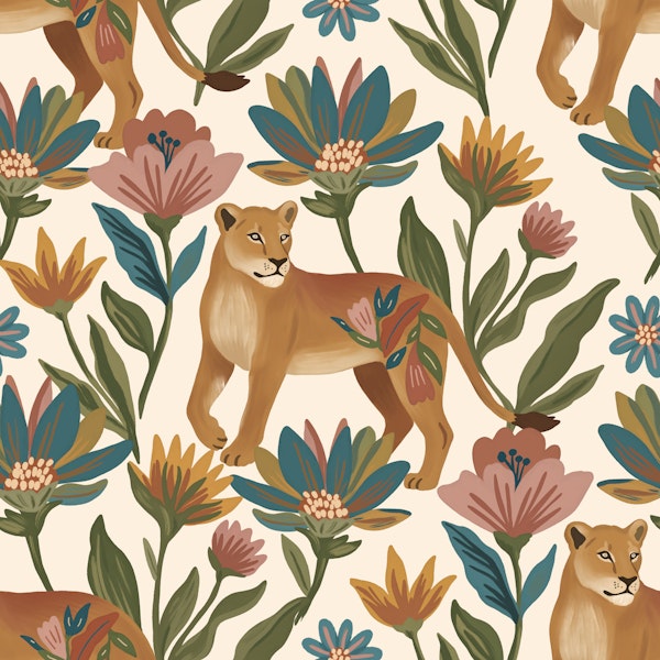 Retro Lioness Floral