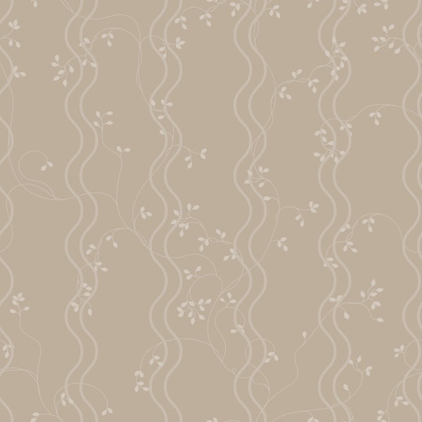 Scandi Botanical Wave Stripes - Sandy Beige