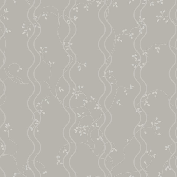 Scandi Botanical Wave Stripes - Stone Grey