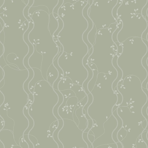 Scandi Botanical Wave Stripes - Sage Green