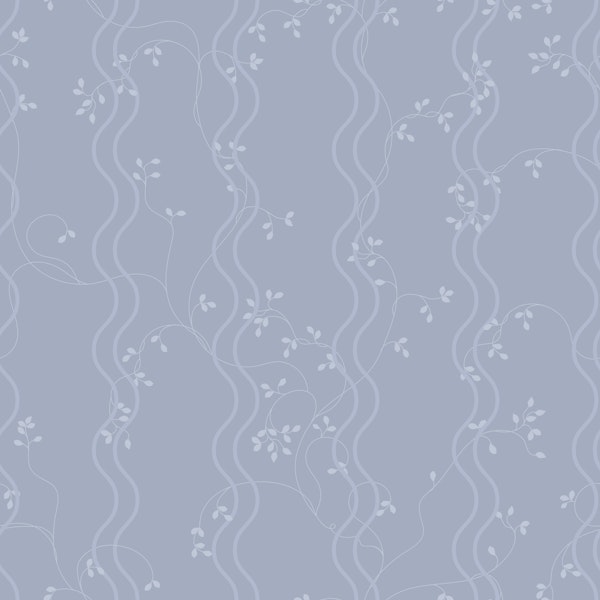 Scandi Botanical Wave Stripes - Misty Blue