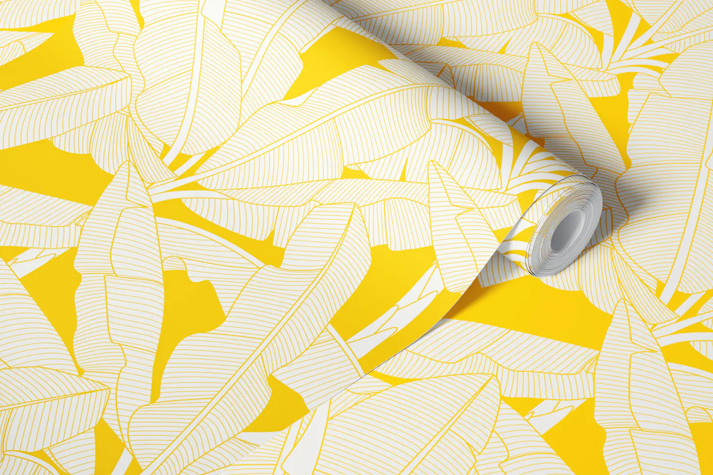 Banana Palms - Supernova Yellow wallpaper roll