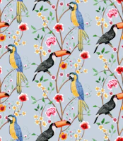 Tropical chinoiserie garden - light blue tapet