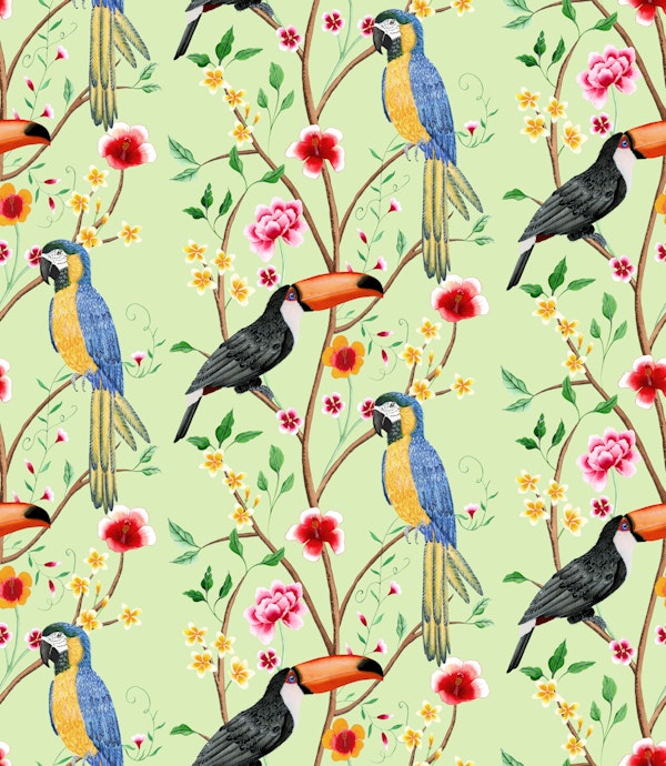 Tropical chinoiserie garden - mint