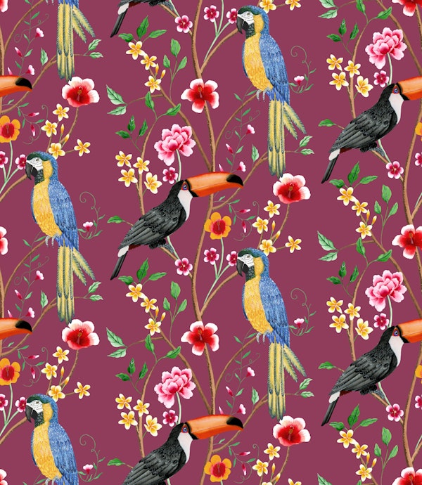 Tropical chinoiserie garden - violet