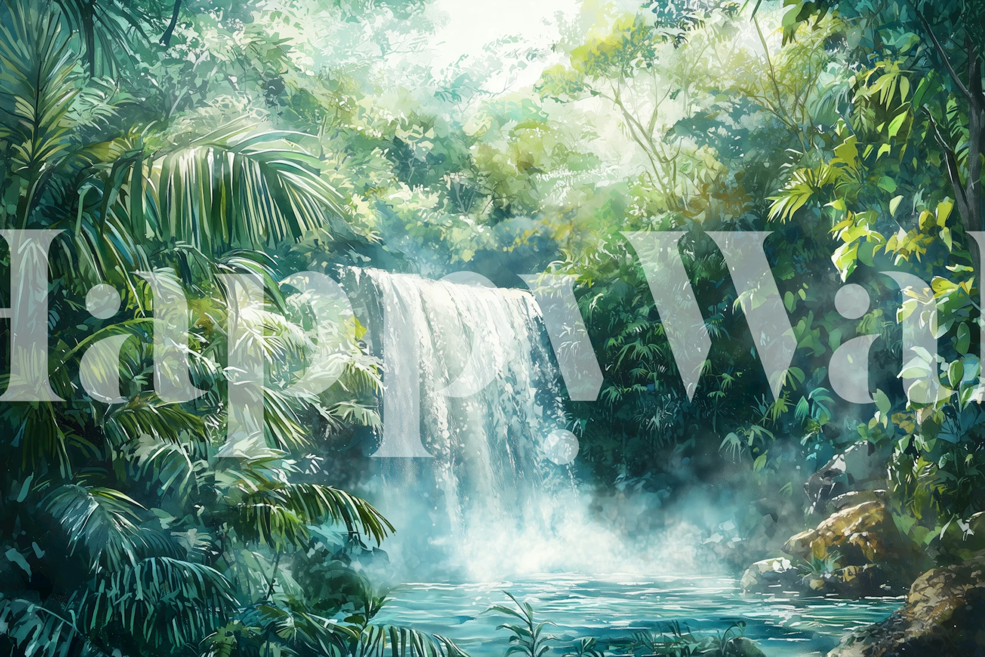 Lush Rainforest Waterfall tapeet