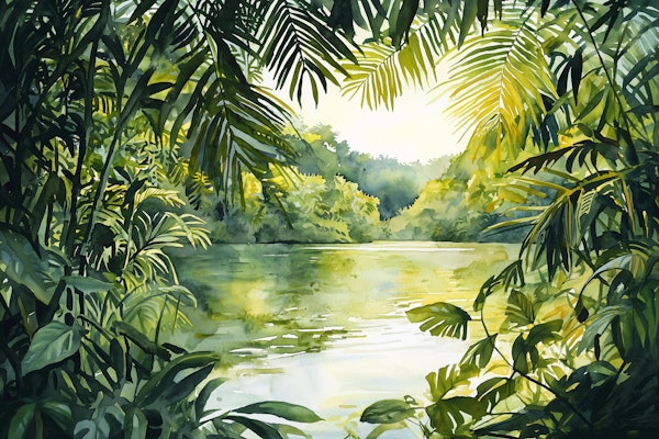 Lush Green Jungle Waterscape