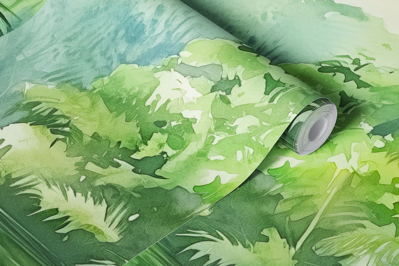Lush Rainforest River Scene wallpaper roll