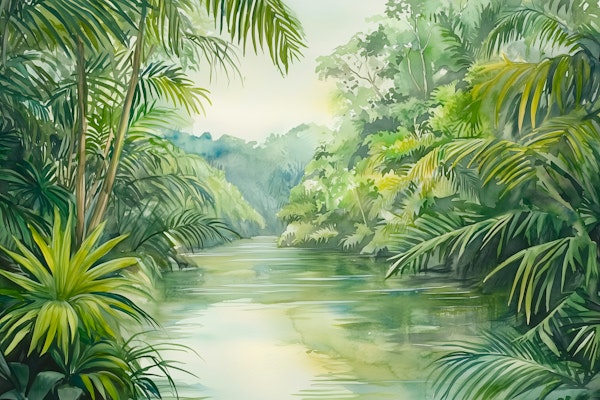 Lush Rainforest River Scene