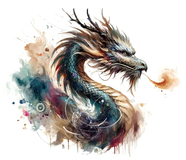 Watercolor Mythic Dragon