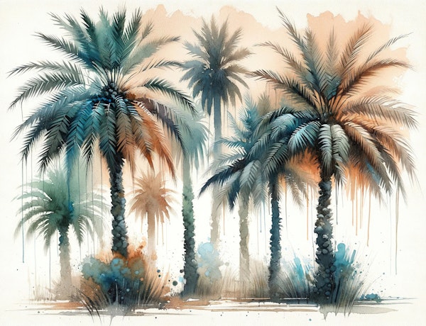 Watercolor Palm Grove