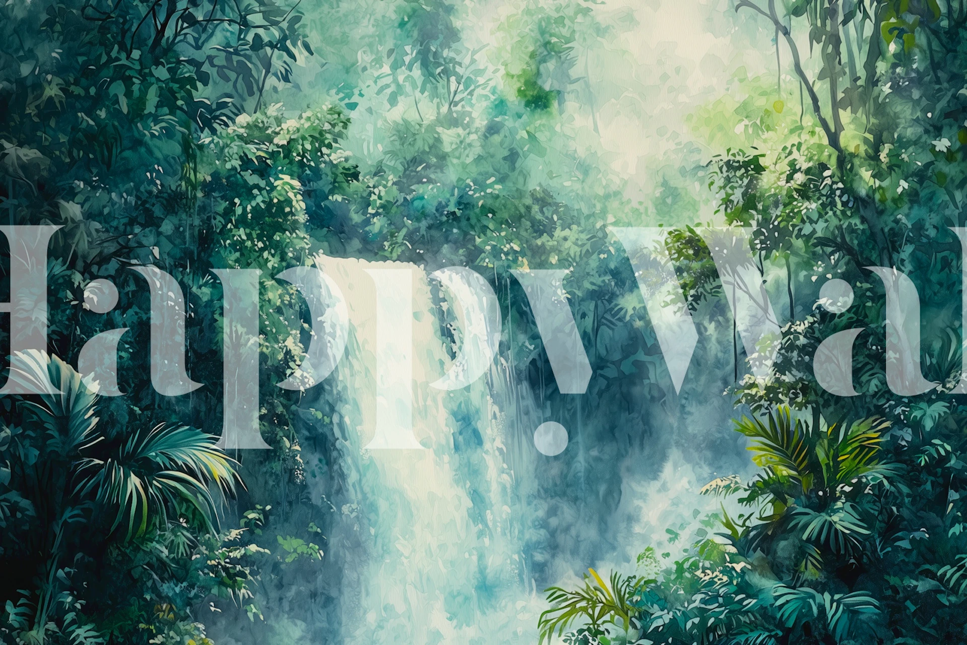 Hidden waterfall wallpaper in a room