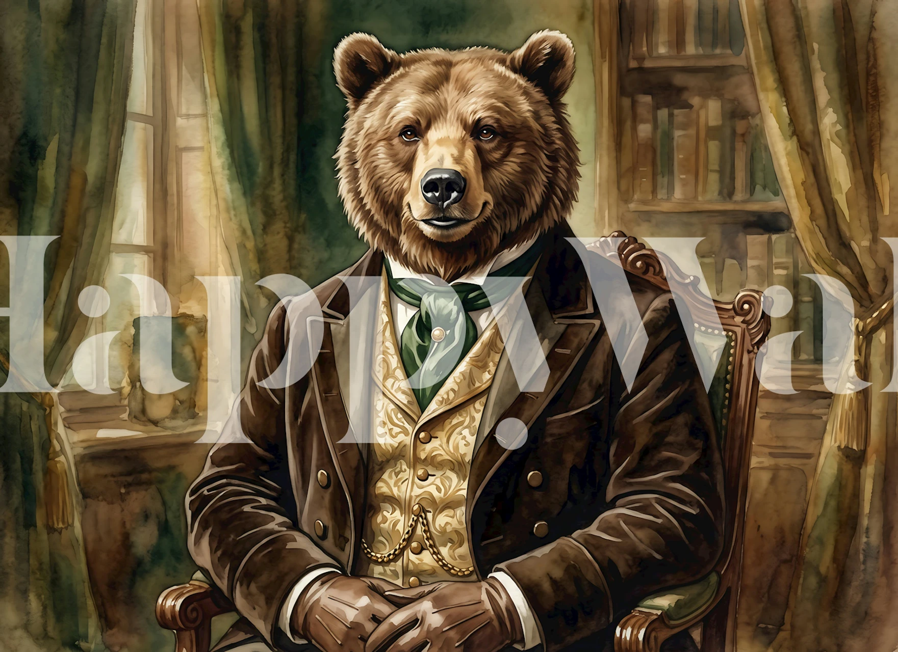 Victorian Gentleman Bear Portrait wallpaper