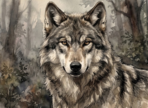 Majestic Gray Wolf Portrait