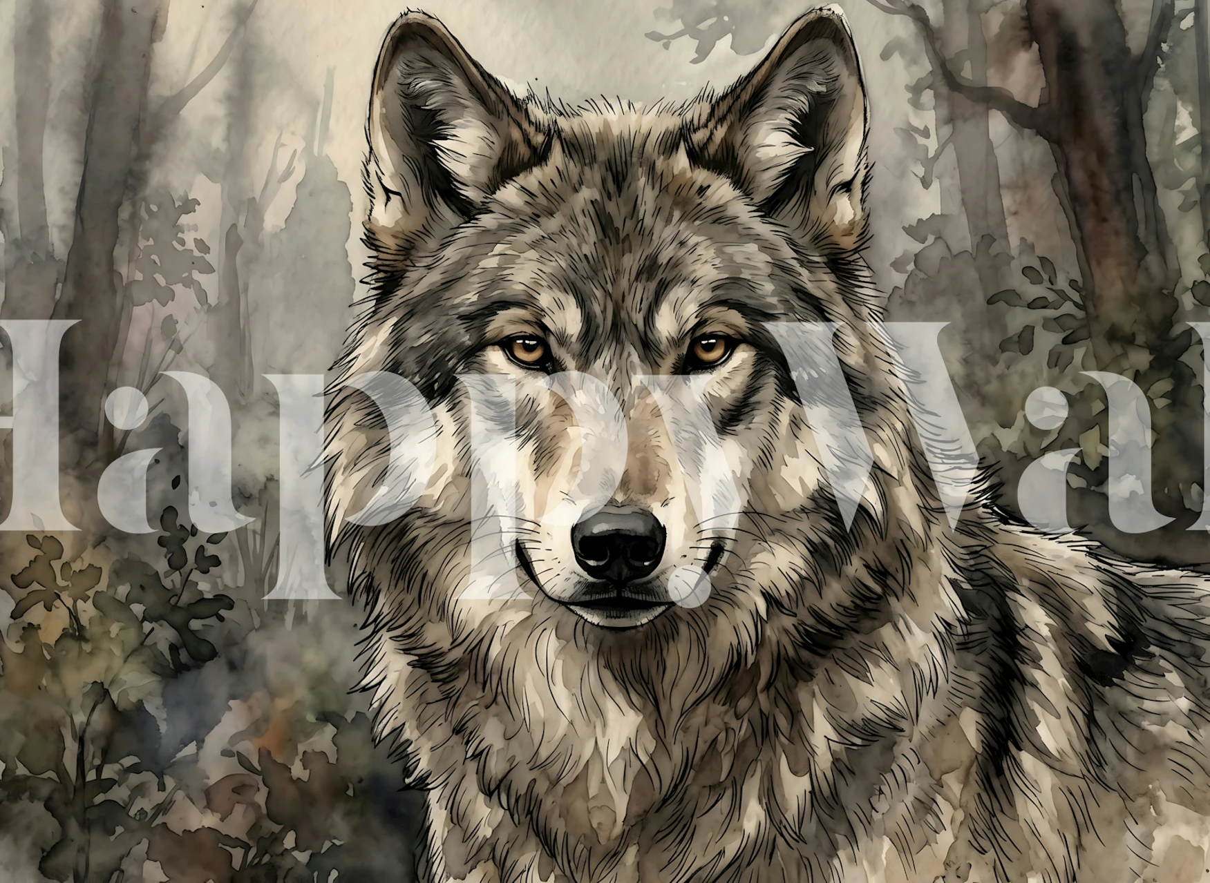 Majestic gray wolf portrait wallpaper
