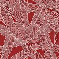 Banana Palms - White Lines Persian Red tapeta