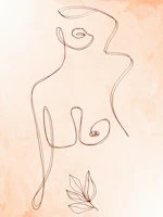 Soft Peach Minimal Line Figure tapetas