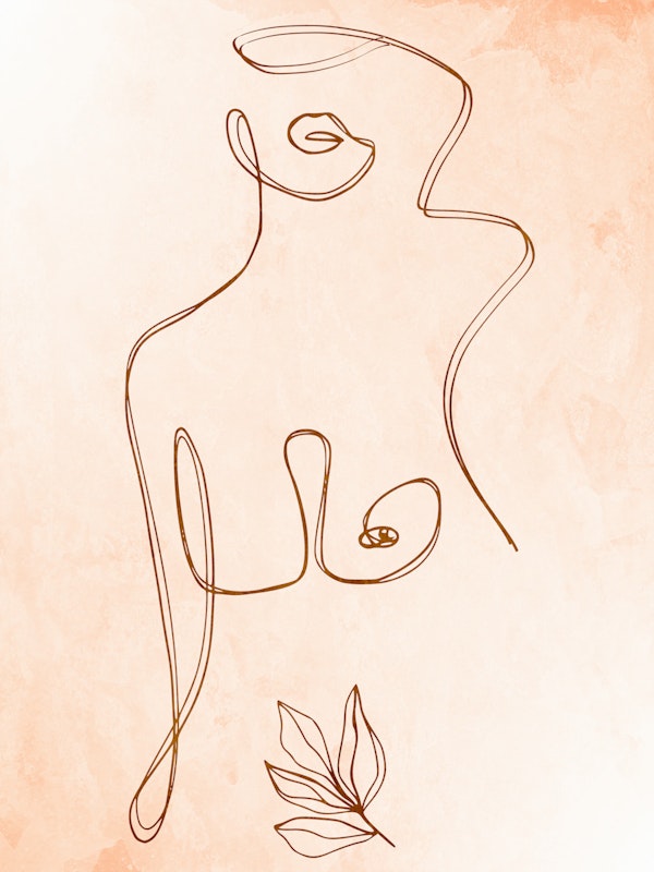 Soft Peach Minimal Line Figure