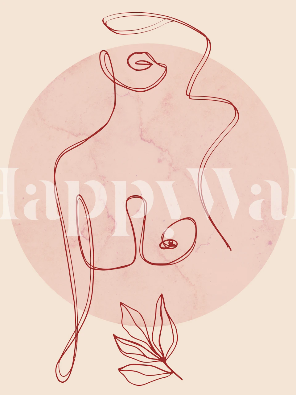 Soft Pink Minimal Line Figure behang