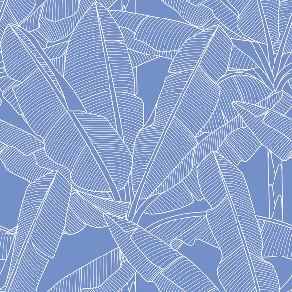 Banana Palms - White Lines Cornflower Blue