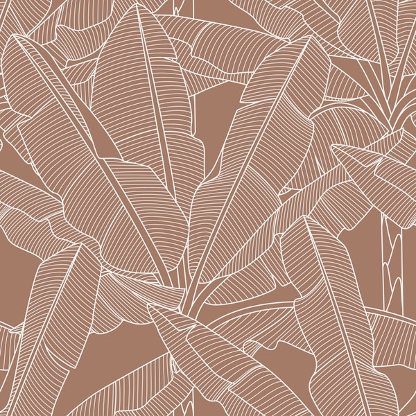 Banana Palms - White Lines Mocha Mousse