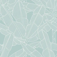 Banana Palms - White Lines Watery Blue tapetas