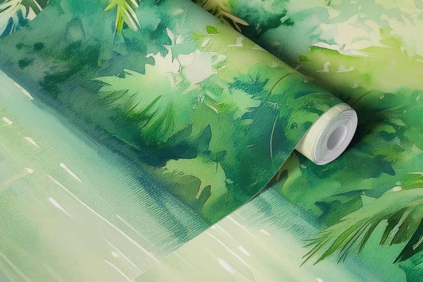 Tropical Jungle River Mist wallpaper roll