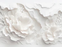 Ivory Layered Floral Relief tapetas