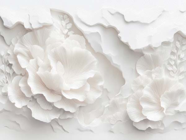 Ivory Layered Floral Relief