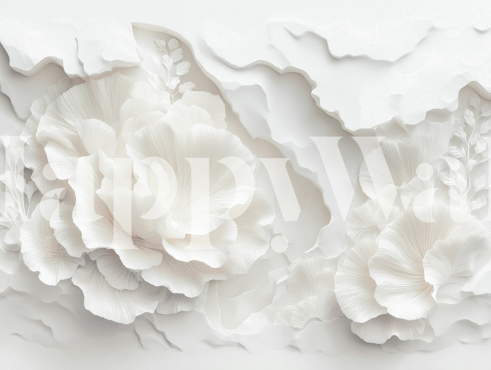 Ivory Layered Floral Relief wallpaper