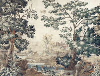 Verdure Bird Tapestry - Indigo & Fern wallpaper