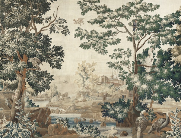Verdure Bird Tapestry - Umber & Ivory