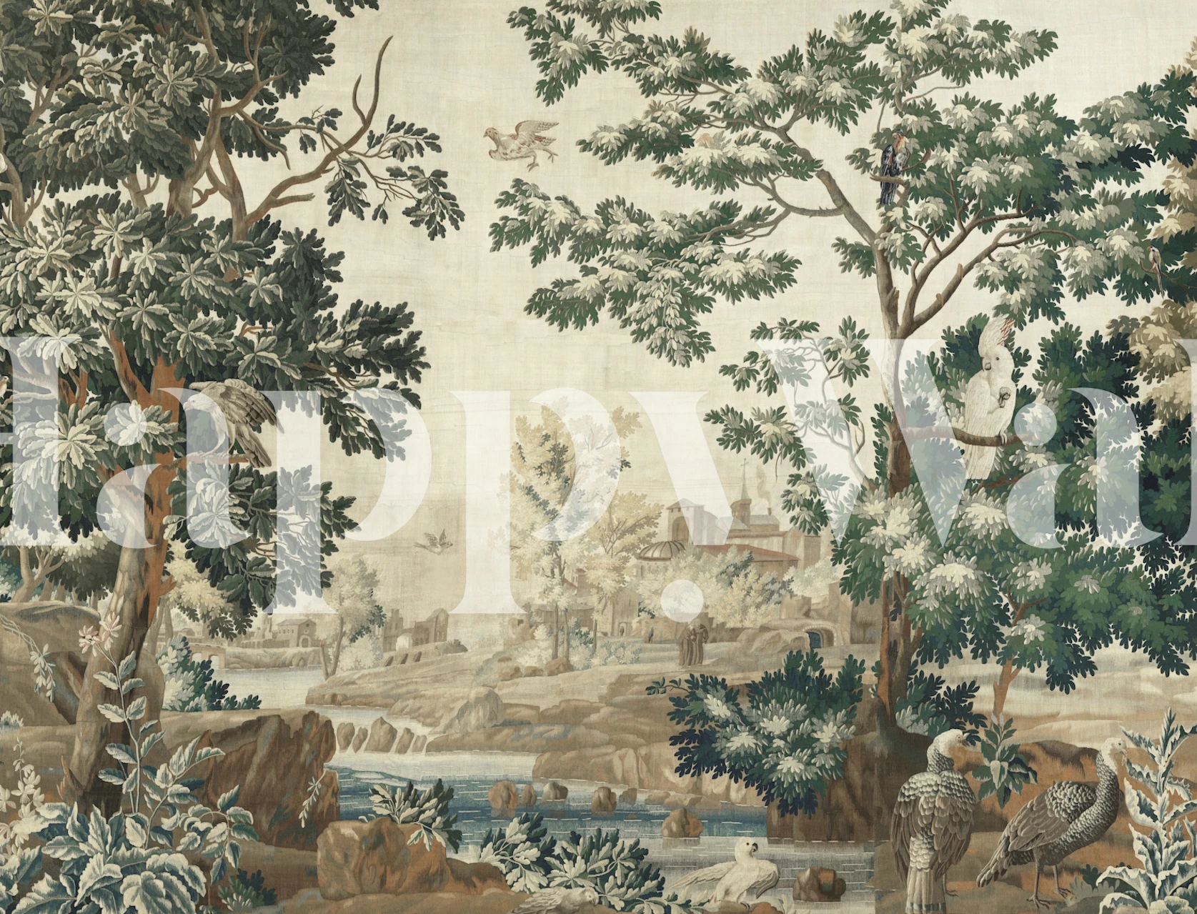 Verdure Bird Tapestry in a living room