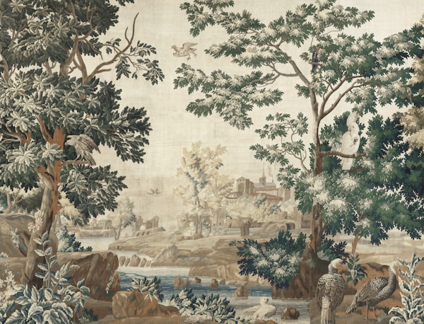 Verdure Bird Tapestry - Umber & Ivory
