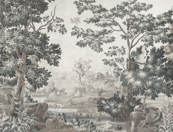 Verdure Bird Tapestry - Pearl & Mist