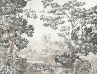 Verdure Bird Tapestry - Pearl & Mist wallpaper