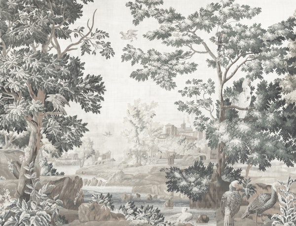 Verdure Bird Tapestry - Pearl & Mist