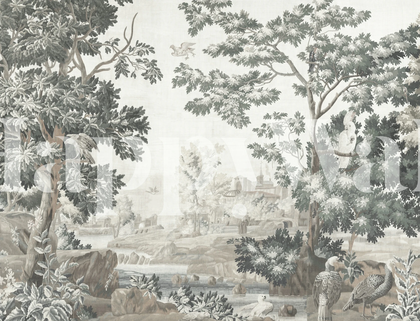 Verdure Bird Tapestry in a room setting