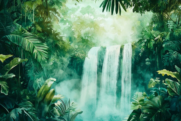 Lush Green Waterfall Oasis