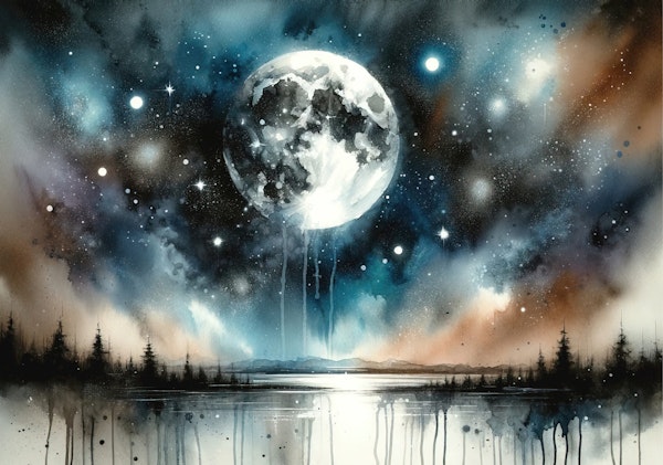 Celestial Moon Over Tranquil Lake