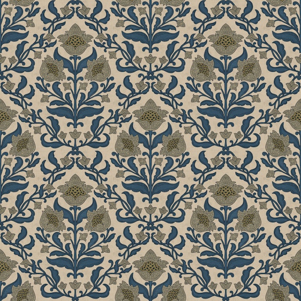 Classic Botanical Damask Blue