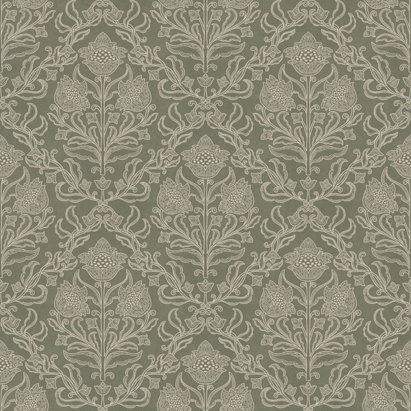 Classic Floral Scrollwork Sage