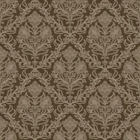 Chocolate Brown Damask Botanicals tapete