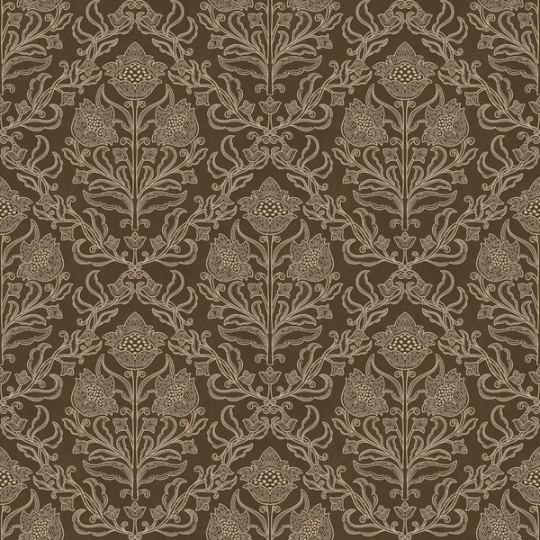 Chocolate Brown Damask Botanicals
