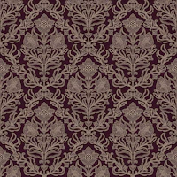 Plum and Gold Botanical Damask tapete