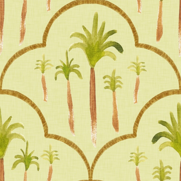 Tropical Palm Tree Trellis Pattern Sage Green