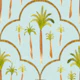 Tropical Palm Tree Trellis Pattern Sky Blue