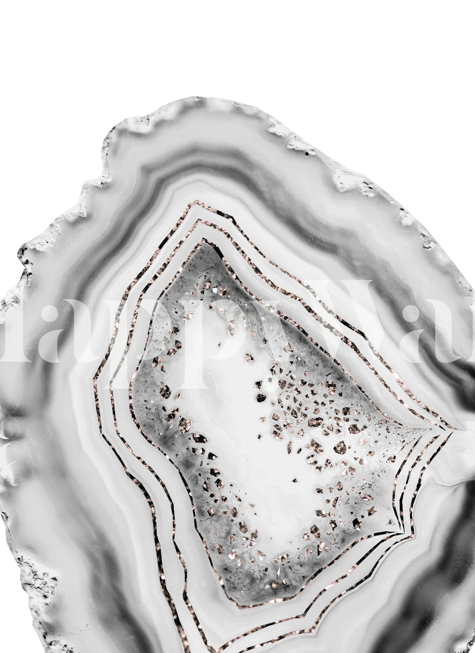 Elegantní bílá achátová fototapeta s akcenty růžového zlata